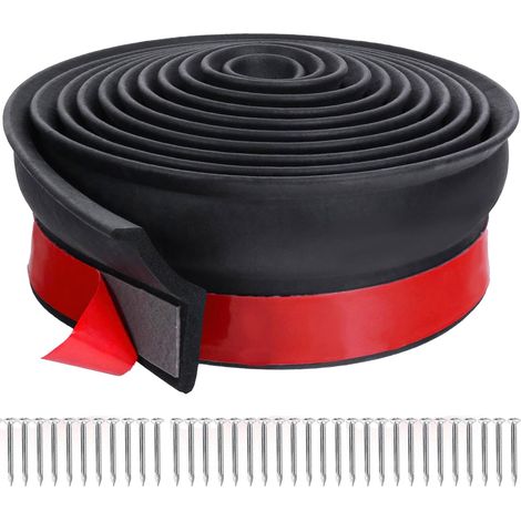 Universal Garage Door Seal 10 m - Foam Rubber Sealing Strip with Nails for Easy Installation Universal Door Bottom - Anti-Water (1/5)