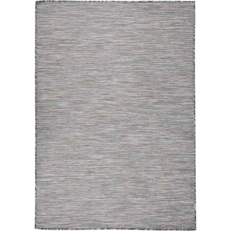 Tapis d'Extérieur et Intérieur Tissage Plat Polypropylène Marron et Bleu 140x200 cm - PANGIVO (1/5)