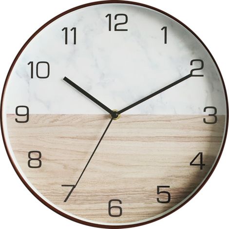 Horloge Murale Ronde - 30 Cm - Mouvement Silencieux - Style Bois Vieilli - Pour Intérieur Maison Bureau (1/5)