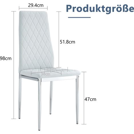 Lot de 4 chaises de salle à manger gris clair,cuir PU motif losange,pieds métalliques,design moderne pour cuisine,salon et café. (1/5)