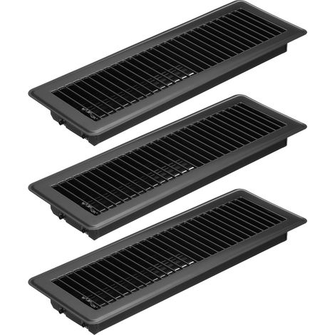 14 X 4 Pouces Grille de Sol, 3Pcs Couverture de Ventilation en Acier Robuste Réglable Décorative Facile à Ajuster Grilles de Sol pour Maison Bureau, Noir (1/5)