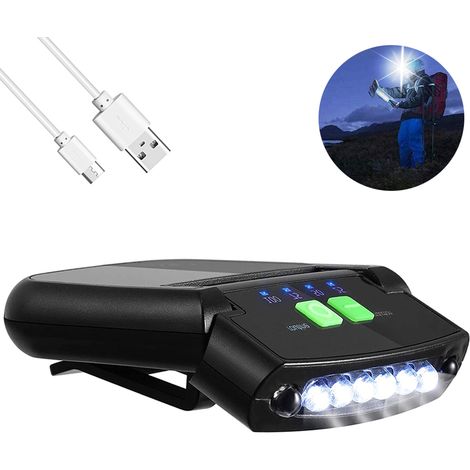 Lampe torche LED à clipser sur casquette (1 pièce), rechargeable par USB, étanche, ultra-lumineuse, mains libres, idéale pour la pêche et le camping (faite main).