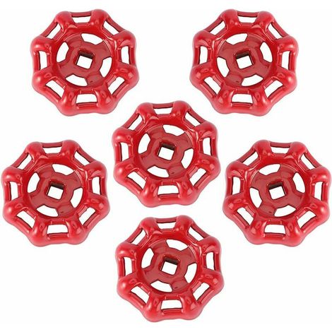 6 Pcs Robinet Poignée Vanne Interrupteur Poignée,Remplacement Vanne à Vanne Volant Tuyaux de Robinet de Rechange en Fonte Ronde Bouton Meuble Tiroir Porte Placard Volant Rouge 66cm (1/5)