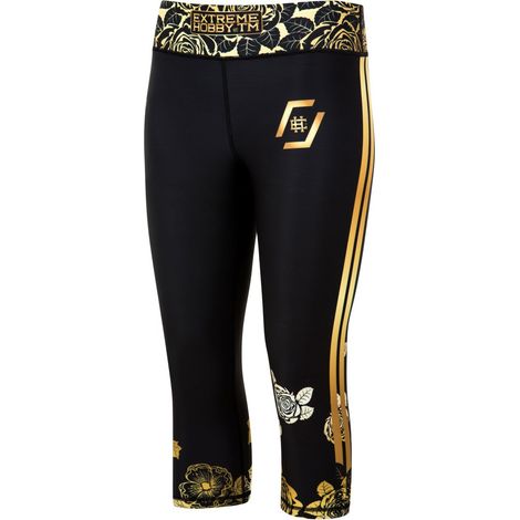 Leggings de sport pour femmes, rose, 3/4 M, noirs