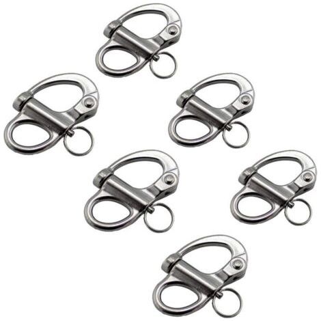 6pcs Manille à Mousqueton Pivotant à Emerillon Maillons Rapides en 316 INOX Matériel pour Kayak Canot Yacht Bateaux(69mm) (1/5)
