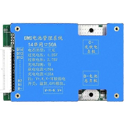 Carte de protection pour batterie lithium ternaire 14S 50A, charge et décharge 52V avec fonction BMS d'équilibrage de tension, compatible avec les vélos électriques simples. WHBYV (1/4)