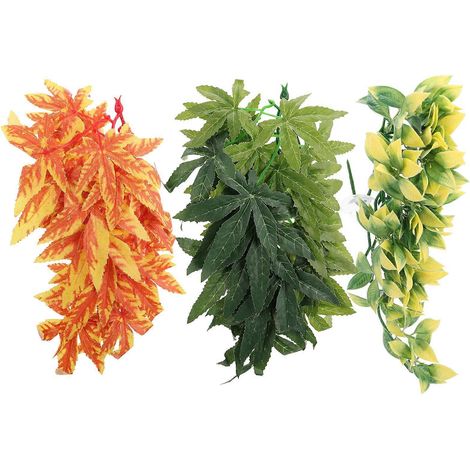 Lot de 3 décorations artificielles pour terrarium de lézard, plantes grimpantes, ornements paysagers (1/5)