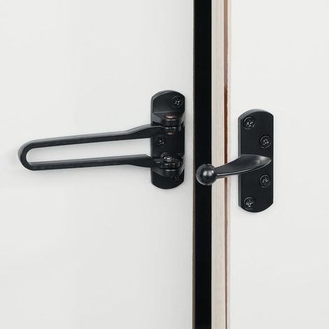 Verrou Interieures, Chaînes de Porte de Sécurité, Verrou Portail Exterieur Pratique, Loquet Porte en Alliage de Zinc Barre Pivotante, Targette de Porte Noir Mat (1/5)