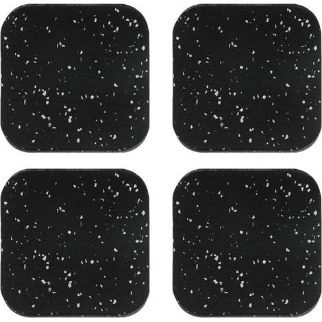 Set 4 tapis fitness 10x10x1 cm – Isolation phonique, absorption chocs – Caoutchouc noir et blanc (1/5)