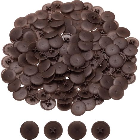 108 Pièces 17mm Cache-Écrou Auto-Bloquant en Plastique Café Foncé (1/5)