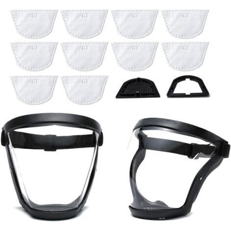 Masque de Protection Complet avec 10 Filtres – Masque Transparent, Réutilisable, Pour Sécurité et Confort au Travail (1/5)
