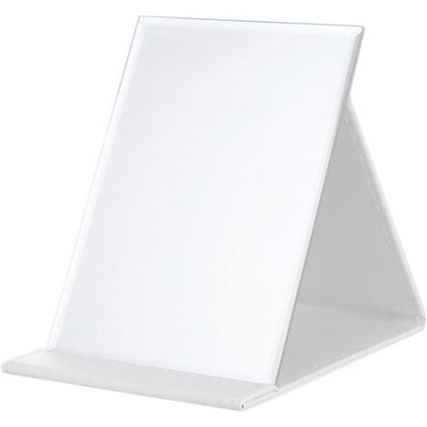 Miroir de maquillage pliable, 26 x 18 cm, portable, avec housse rembourrée en similicuir Blanc, pour coiffeuse, bureau, voyage (1/5)