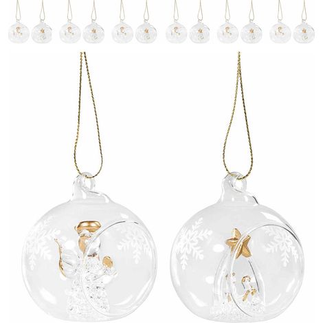 Palline in vetro per albero di Natale con Angeli e Natività - 16 pezzi, diametro 6 cm (1/3)