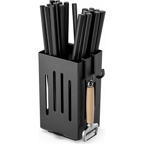 pot à baguettes noir mural en acier inoxydable pour la maison (1/5)