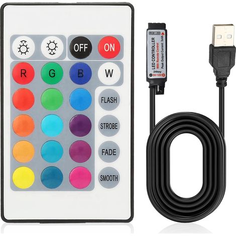 Télécommande pour Bande LED, avec Puce avancée et câblage Pratique, Télécommande Infrarouge pour Bande LED, pour contrôler Bandes LED, RGB, 0.5m (1/5)