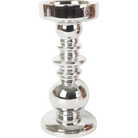 TrendLine Deko Kerzenhalter Keramik Ø 10 x 21,8 cm silber