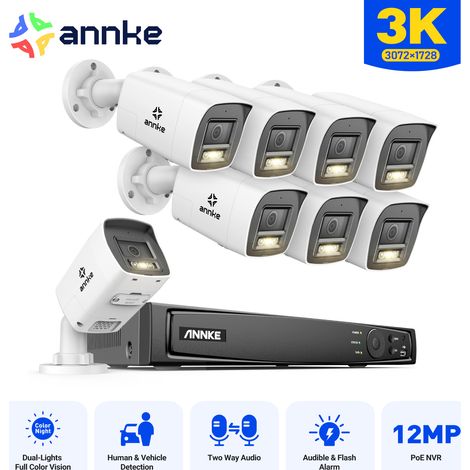 ANNKE Kit de Videovigilancia Exterior 5MP 16Ch con Audio Bidireccional,Visión Nocturna IR,Detección Personas y Vehículo,Alerta Email APP/PC Remota 8 × Cámaras (1/5)