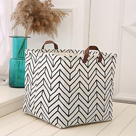 Panier de rangement pliable pour linge avec poignées, idéal pour les couettes, le linge de lit, les couvertures et les vêtements. (1/5)