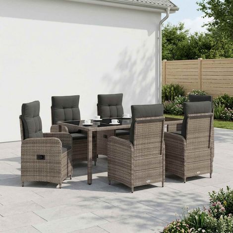 vidaXL Ensemble de repas extérieur 7 pcs Gris clair et gris foncé (1/5)