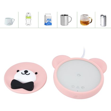 Base chauffante pour tasse à température constante de 55 °C, usage domestique, chauffe-biberon multifonctionnel, rose (1/5)