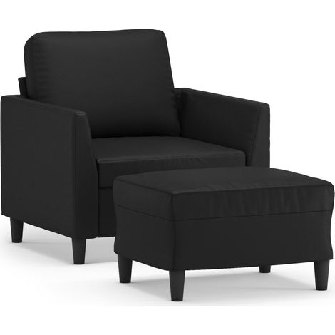 Maison Exclusive - Sessel mit Hocker Schwarz 60 cm Kunstleder