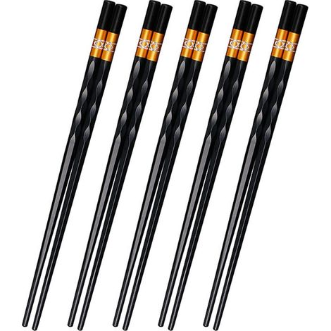 Baguettes créatives en alliage, simples et antidérapantes, style chinois/japonais, ensemble de 5 paires pour toute la famille (1/5)
