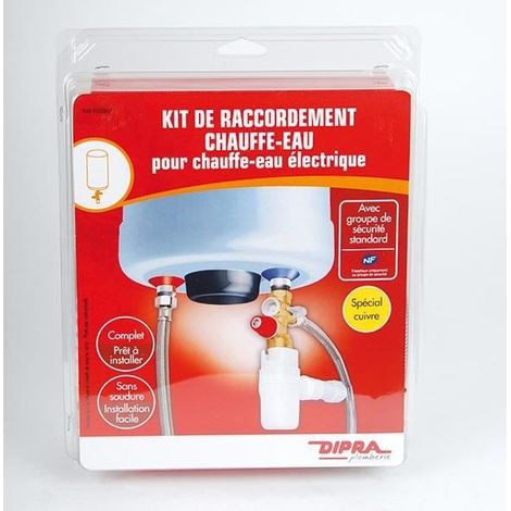 DIPRA - Kit chauffe-eau universel standard pour installation cuivre - avec groupe de sécurité - Certifié NF