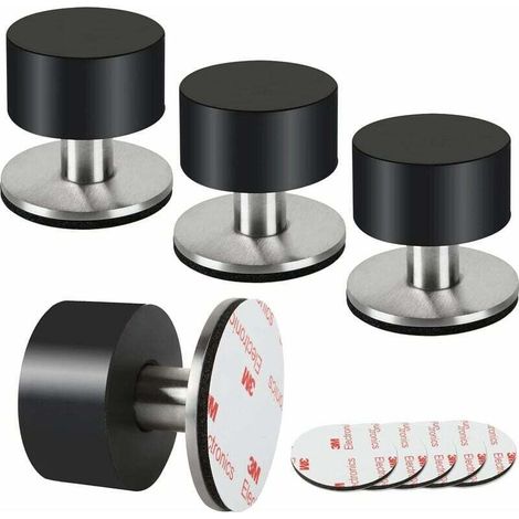 Ulisem Lot de 4 butées de porte en caoutchouc, butées de porte auto-adhésives 3M pour plinthes, butées de porte fixées au mur pour atténuer le son à la maison, au bureau, sur la terrasse