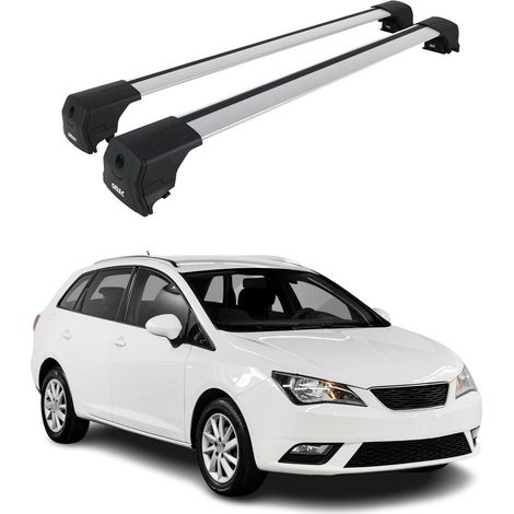 OMAC Barres de toit en aluminium pour Seat Ibiza IV Break 2010-2017 – City Crash – ISO/PAS 11154:2006 – Antivol inclus – Charge max 75 kg – 2 barres Argent (1/4)