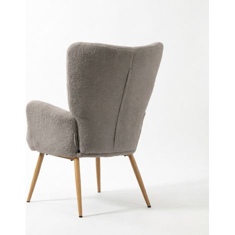 Sillón individual gris con respaldo alto y reposabrazos integrados (1/5)