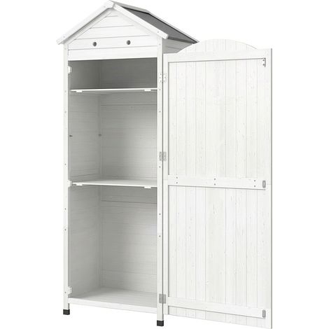 Outsunny Casetta Giardino Legno, Scaffali Regolabili, 85x58x213 cm