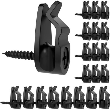 Ganchos para colgar guirnaldas de luces, ganchos de tornillo para colgar luces navideñas, clips para guirnaldas de luces LED, color negro, paquete de 50 (grandes) (1/5)
