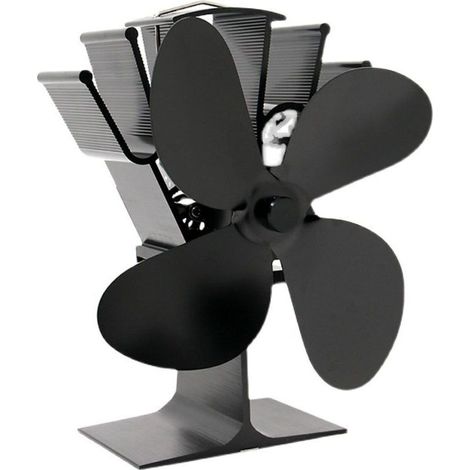 Ventilateur de poêle à bois Upgrade 4 pales Ventilateur de cheminée alimenté par la chaleur pour poêles à bois/cheminées Ventilateur silencieux (Noir) (1/4)