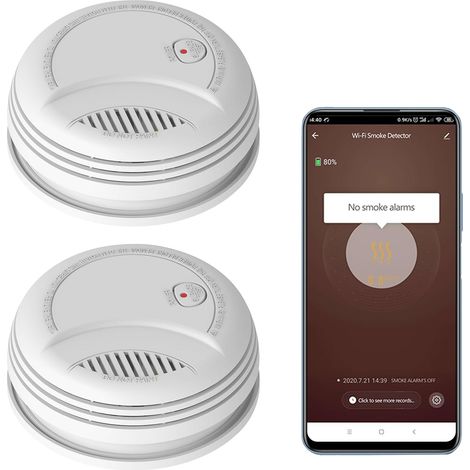 Détecteur de fumée Wi-FI Compatible avec l'application , Mini-Alarme Incendie sans Fil interconnectée, modèle PA-437W (1/5)