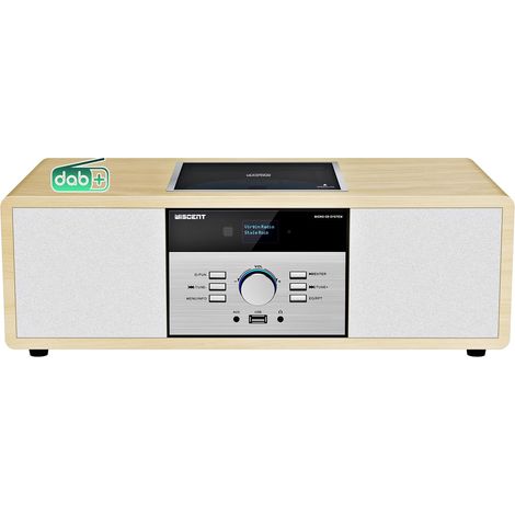 Chaine Hi-FI en Bois avec Radio Dab+ et Lecteur CD, Bluetooth, FM, USB, Mini Chaine Stéréo 30W, Télécommande, Design Rétro, Radio Compacte et Chaîne Stéréo