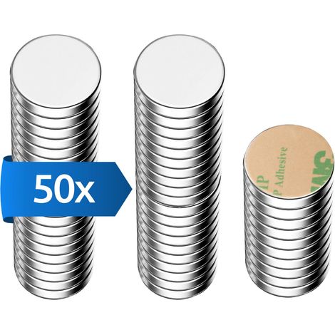 Neodym Klebe-Magnete 50x selbstklebend Magnet Scheibe stark rund klein 8x1mm (1/4)