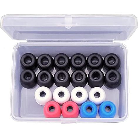 10 paires d'embouts auriculaires en mousse à mémoire de forme de 4,5 à 5,5 mm avec boîte de rangement. Embouts universels de 4,5 à 5,5 mm qui bloquent le bruit ambiant. 4 couleurs de rechange : noir, (1/4)
