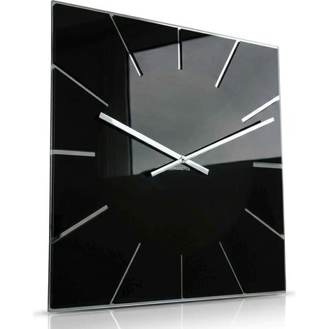 Grande Horloge Murale Moderne 50 cm Design inhabituel Miroir Acrylique Noir pour Bureau, Salon, Chambre à Coucher silencieuse sans tic-tac (1/5)