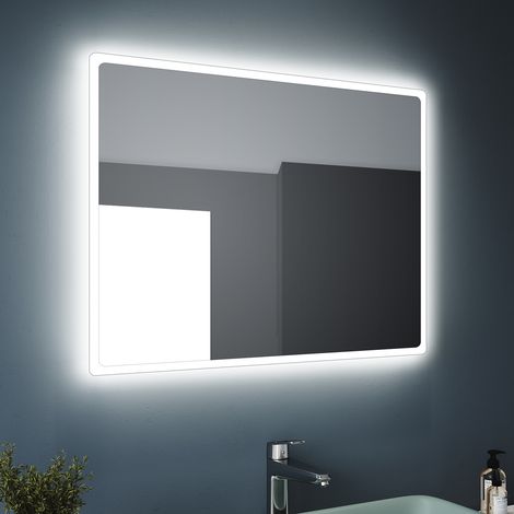 SONNI Badspiegel Led Beleuchtung Badezimmerspiegel mit led Kaltweißer Beleuchtung 60x80 cm Vertikal/Horizontal, Wandschalter, Schutzklasse IP44