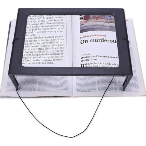 Loupe de lecture loupe de lecture, 12led rectangulaire éclairé loupe avec support de lampe loupe pour livres, malvoyants, personnes âgées, couture, bijoux et bijoux (1/3)