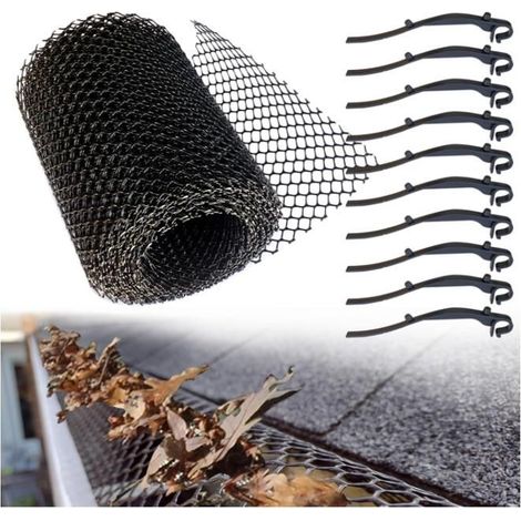 Grillage Protege Gouttiere 6 m x 16 cm Grillage de Protection pour Chéneaux avec Clips de Fixation Protection pour Gouttière 1stk (1/5)