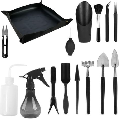 Mini-Gartenwerkzeuge, Mini-Werkzeuge für Sukkulenten, 14-teiliges Mini-Werkzeugset für Bonsai, Sukkulenten und Topfpflanzen