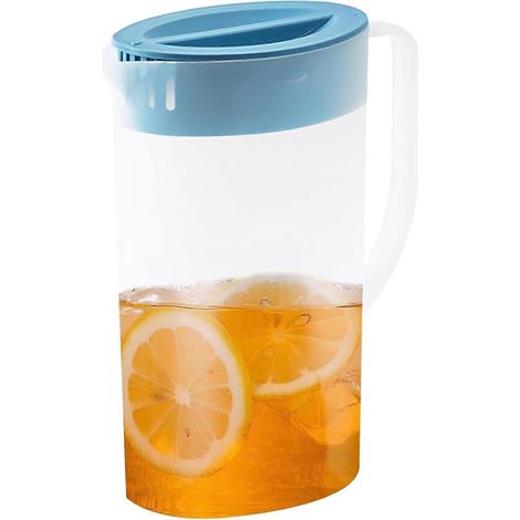 Carafe à eau 2L en plastique transparent avec couvercle et bec verseur pour boissons chaudes ou froides limonade jus de fruits (1/5)