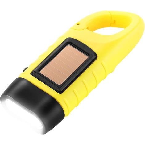 MINKUROW Solar-Taschenlampe, Solar-LED-Taschenlampe und Handkurbel-Taschenlampe, wiederaufladbare Outdoor-Aktivitäts-Notlicht – Gelb (1/5)