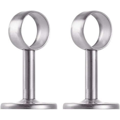 Lot de 2 supports avec tube pour penderie en acier inoxydable, Dia 32mm