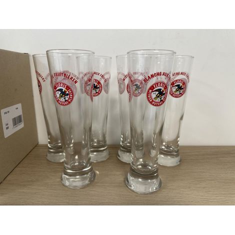 Lot de 6 verres à bière Floris Blanche aux fruits - 25 cl - Neufs