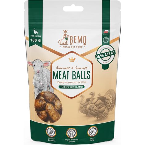 Albóndigas de pavo con cordero - premios semiblandos para perros con cordero 180 g