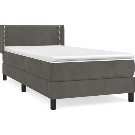 Lit simple  Lit adulte  Sommier à lattes de lit et matelas Gris foncé 90x190 cm Velours