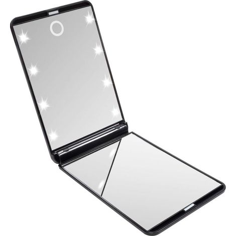 Mirror of Pocket Foldable, Mirror Illumine of Makeup, Mirrors to Hand, Grossissant 1x / 2X, for The Shaving The Camping and The Makeup (Black) (1/5)