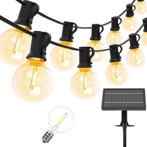 Guirlande Lumineuse Extérieure Télécommande, 30M LED Guirlande Guinguette Étanche Intérieur Guirlande avec 52 G40 Plastique Ampoules pour Terrasse Parti Patio Café Blanc Chaud(2X15M (1/5)